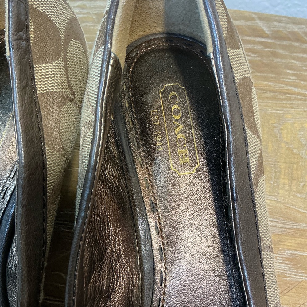 Coach Vintage Millie Brown Canvas Wedge with Leather and Buckle Accent Size 7 - Picture 6 of 12